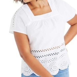 MADEWELL - WHITE EYELET ANGELICA BLOUSE (NWOT)